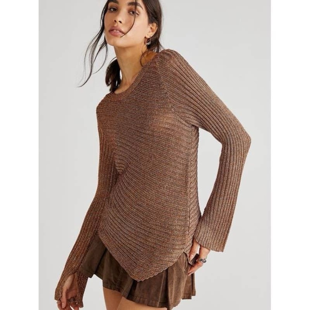 NWT Free People Logan RIBBED ASYMMETRIC KNIT Sweater